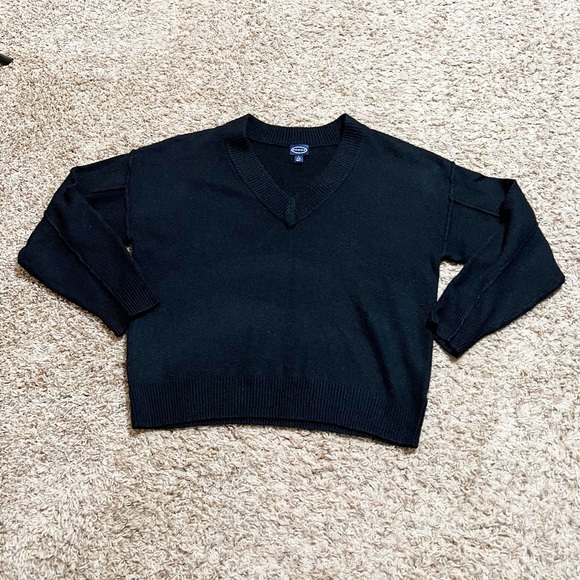 [Scoop] Black V-Neck Pullover Sweater - Picture 5 of 9